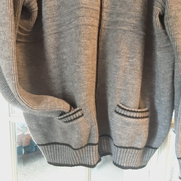 Vintage Men's Tan Brown Grandpa Wool Blend Zippered Sweater Cardigan | Large - Picture 7 of 15